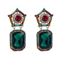 Zinc Alloy Rhinestone Drop Earring, for woman & with rhinestone, multi-colored 