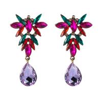 Zinc Alloy Rhinestone Drop Earring, for woman & with rhinestone 