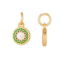 Enamel Brass Pendants, Round, 14K gold-filled, chiseled out & DIY 