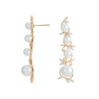 Brass Stud Earring, with Plastic Pearl, 14K gold-filled, DIY 