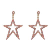 Zinc Alloy Rhinestone Drop Earring, Star, plated, for woman & with rhinestone & hollow 