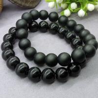 Negro Pulsera de piedra, Piedra Negra, Esférico, antifatiga & diferentes estilos para la opción & para hombre & lisa & glaseado, Negro, longitud:aproximado 18 cm, Vendido por UD