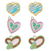 Zinc Alloy Enamel Pendants, Heart, gold color plated, DIY 