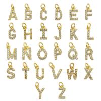 Cubic Zirconia Micro Pave Brass Pendant, Alphabet Letter, gold color plated, DIY & micro pave cubic zirconia, golden 