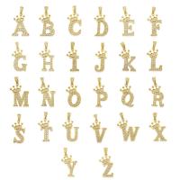 Cubic Zirconia Micro Pave Brass Pendant, Alphabet Letter, gold color plated, DIY & micro pave cubic zirconia, golden 