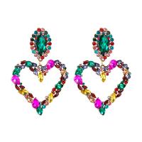 Zinc Alloy Rhinestone Drop Earring, with Glass Rhinestone, Heart, for woman & with rhinestone 