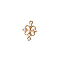 Cubic Zirconia Micro Pave Brass Connector, gold color plated, DIY & micro pave cubic zirconia & 1/1 loop 