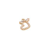 Cubic Zirconia Micro Pave Brass Pendant, gold color plated, DIY & micro pave cubic zirconia 