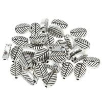 Abalorios de Aleación de Zinc , Hoja, chapado en color de plata antigua, libre de plomo & cadmio, 8x6x3mm, agujero:aproximado 1mm, aproximado 200PCs/Bolsa, Vendido por Bolsa