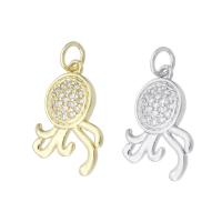 Cubic Zirconia Micro Pave Brass Pendant, Octopus, plated, fashion jewelry & DIY & micro pave cubic zirconia Approx 3mm 