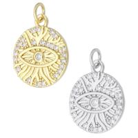 Cubic Zirconia Micro Pave Brass Pendant, Round, plated, fashion jewelry & DIY & micro pave cubic zirconia Approx 2mm 