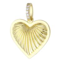 Cubic Zirconia Micro Pave Brass Pendant, Heart, gold color plated, fashion jewelry & DIY & micro pave cubic zirconia, golden Approx 4mm 