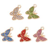 Colgantes de diamantes de imitación de la aleación de zinc, Mariposa, chapado en color dorado, Joyería & con diamantes de imitación, más colores para la opción, 15x17mm, aproximado 100PCs/Bolsa, Vendido por Bolsa