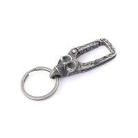 Titanium Steel Key Clasp, Skull, polished, Unisex 77mm 