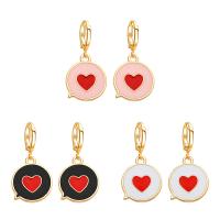 Huggie Hoop Drop Earring, Zinc Alloy, Round, gold color plated, with heart pattern & for woman & enamel Approx 