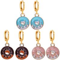 Huggie Hoop Drop Earring, Zinc Alloy, Donut, gold color plated, for woman & enamel Approx 