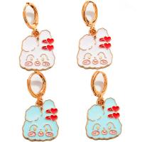 Huggie Hoop Drop Earring, Zinc Alloy, Rabbit, gold color plated, for woman & enamel Approx 