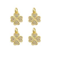 Cubic Zirconia Micro Pave Brass Pendant, Four Leaf Clover, plated, DIY & micro pave cubic zirconia 