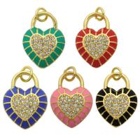 Cubic Zirconia Micro Pave Brass Pendant, Heart, plated, DIY & micro pave cubic zirconia & enamel 