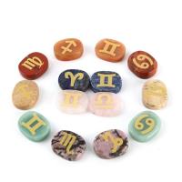 Piedras preciosas Decoración, 12 Signos del Zodíaco, barniz de secado al horno, 12 piezas & diferentes materiales para la opción, más colores para la opción, 20x25mm, 12PCs/Set, Vendido por Set