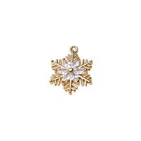 Cubic Zirconia Micro Pave Brass Pendant, Snowflake, gold color plated, DIY & micro pave cubic zirconia 