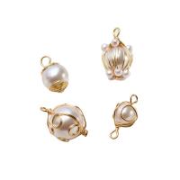 Brass Jewelry Pendants, with Plastic Pearl, gold color plated, DIY 