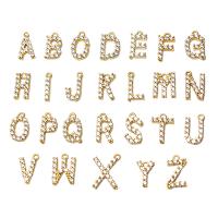 Cubic Zirconia Micro Pave Brass Pendant, Alphabet Letter, gold color plated, DIY & micro pave cubic zirconia 