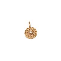 Cubic Zirconia Micro Pave Brass Pendant, Flower, gold color plated, DIY & micro pave cubic zirconia 