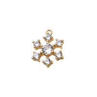 Cubic Zirconia Micro Pave Brass Pendant, Snowflake, gold color plated, DIY & micro pave cubic zirconia 