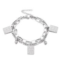 Edelstahl Charm Armband, 304 Edelstahl, 304 Edelstahl Karabinerverschluss, plattiert, für Frau, keine, Länge:19.5 cm, verkauft von PC