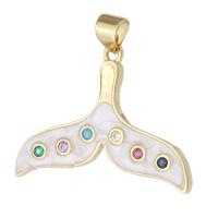 Cubic Zirconia Micro Pave Brass Pendant, gold color plated, fashion jewelry & DIY & micro pave cubic zirconia & enamel, multi-colored Approx 3mm 