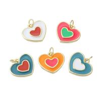 Enamel Brass Pendants, Heart, gold color plated, fashion jewelry & DIY Approx 3mm 