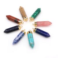 Gemstone Brass Pendants, Natural Stone, with Brass, Conical, gold color plated & Unisex 