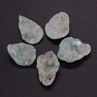 Ice Quartz Agate Pendants, irregular, Druzy Geode Style & Unisex, light green, 20x25- 