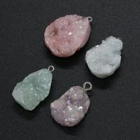 Ice Quartz Agate Pendants, irregular, Druzy Geode Style & Unisex 20x25- 