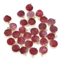 Eis Quarz Achat Anhänger, Eisquarz Achat, mit Messing, rund, goldfarben plattiert, unisex, rot, 12x16mm, verkauft von PC