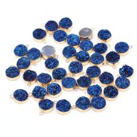 Eis Quarz Achat Anhänger, Eisquarz Achat, mit Messing, rund, goldfarben plattiert, unisex, blau, 12x16mm, verkauft von PC