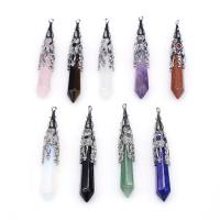 Gemstone Zinc Alloy Pendants, Natural Stone, with Zinc Alloy, Conical, platinum color plated & Unisex 