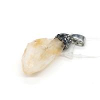 Citrine Pendant, with Rhinestone Clay Pave, irregular, Unisex, yellow, 18x38- 