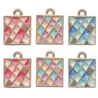 Zink Legierung Emaille Anhänger , Zinklegierung, Quadrat, goldfarben plattiert, keine, 12x15.5mm, 100PCs/Tasche, verkauft von Tasche