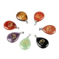 Gemstone Brass Pendants, with Brass, Teardrop, silver color plated & Unisex 