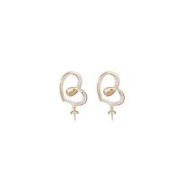 Brass Earring Drop Component, 14K gold-filled, DIY & micro pave cubic zirconia 