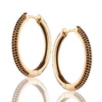 Brass Hoop Earring, gold color plated, micro pave cubic zirconia & for woman 