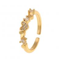 Cubic Zirconia Micro Pave Brass Finger Ring, gold color plated, Adjustable & micro pave cubic zirconia & for woman 