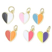 Enamel Brass Pendants, Heart, gold color plated, fashion jewelry & DIY Approx 3mm 