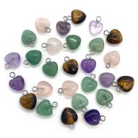 Gemstone Zinc Alloy Pendants, with Zinc Alloy, Heart, silver color plated, DIY 10mm 