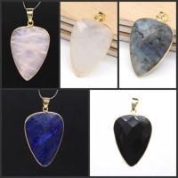 Gemstone Brass Pendants, with Gemstone, Teardrop, fashion jewelry & Unisex 