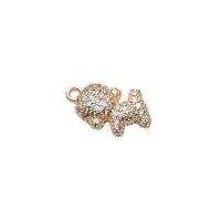 Cubic Zirconia Micro Pave Brass Pendant, Animal, gold color plated, DIY & micro pave cubic zirconia 