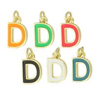 Enamel Brass Pendants, Letter D, gold color plated, fashion jewelry & DIY Approx 2mm 