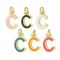 Enamel Brass Pendants, Letter C, gold color plated, fashion jewelry & DIY Approx 2mm 